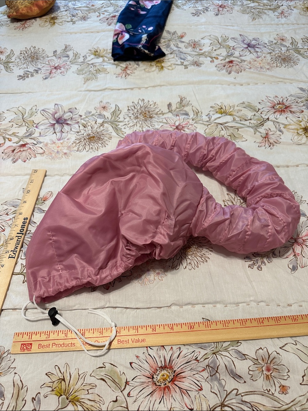 Pink Hair Drying Cap with Adjustable Drawstring